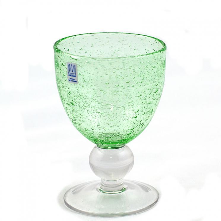 Набір із 6-ти скляних келихів для вина зеленого кольору на прозорій ніжці Matisse Comtesse Milano - фото