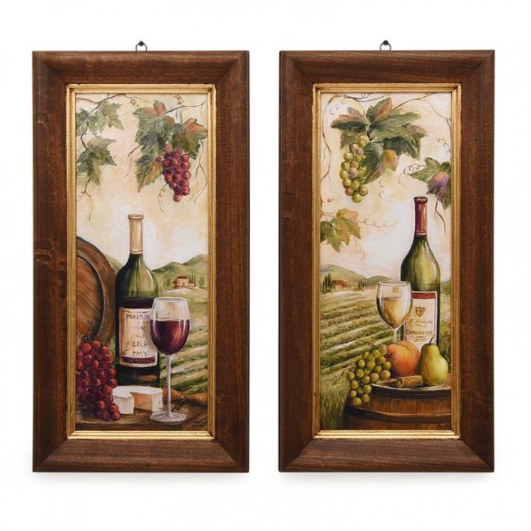 Набір із 2-х вертикальних картин "Виноградні поля" Decor Toscana - фото