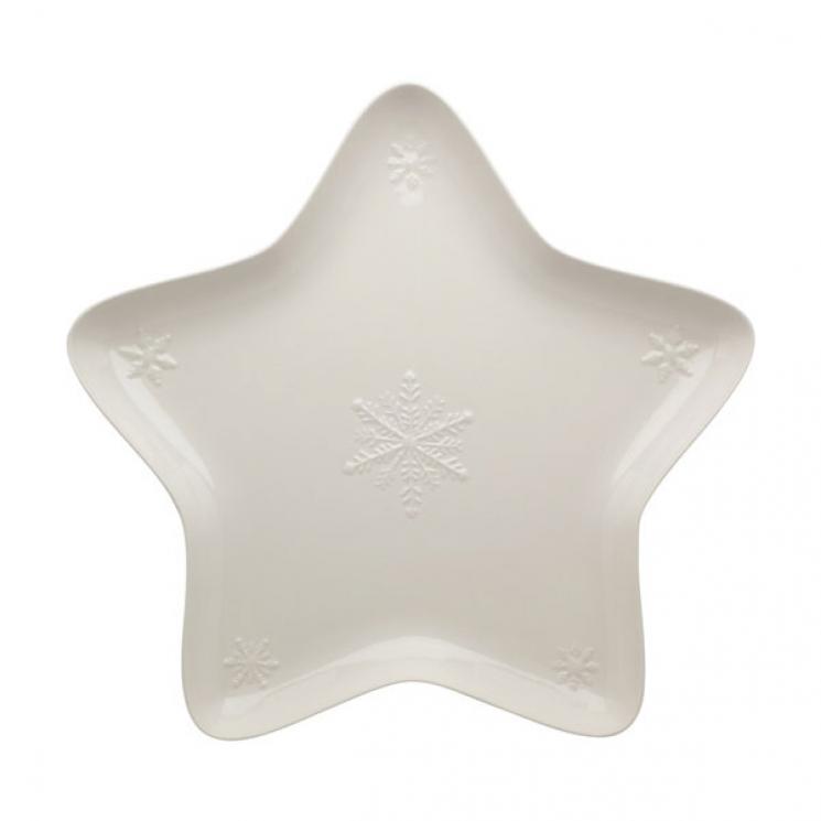 Блюдо з білої кераміки у вигляді зірки "Сніжинки" Bordallo - фото