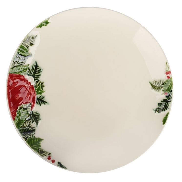 Тарілка обідня кругла "Новорічне диво" бежевого кольору Bordallo - фото