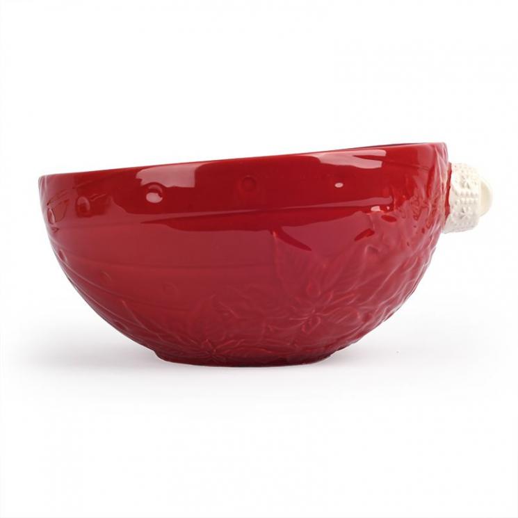 Червоний керамічний салатник у формі ялинкової іграшки "Новорічне диво" Bordallo - фото