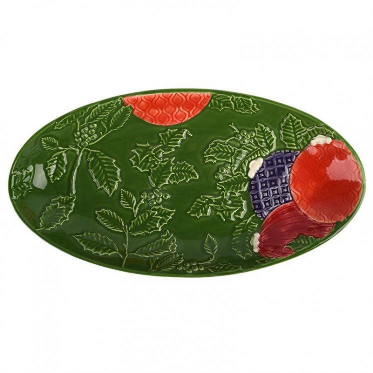 Середнє овальне блюдо з ялинковими іграшками "Новорічне диво" зеленого кольору Bordallo - фото