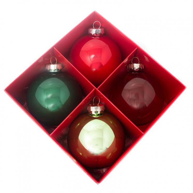 Набір різнокольорових ялинкових кульок для новорічного оформлення. EDG - фото