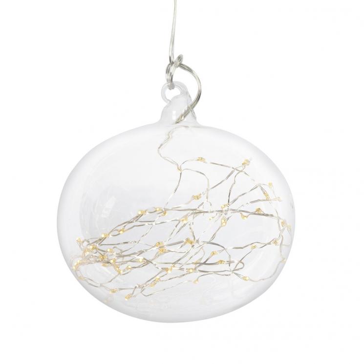 Скляна куля з LED-підсвічуванням, новорічний декор для дому EDG - фото