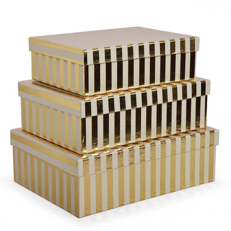Набір із 3-х подарункових коробок золотистого кольору. Mercury - фото