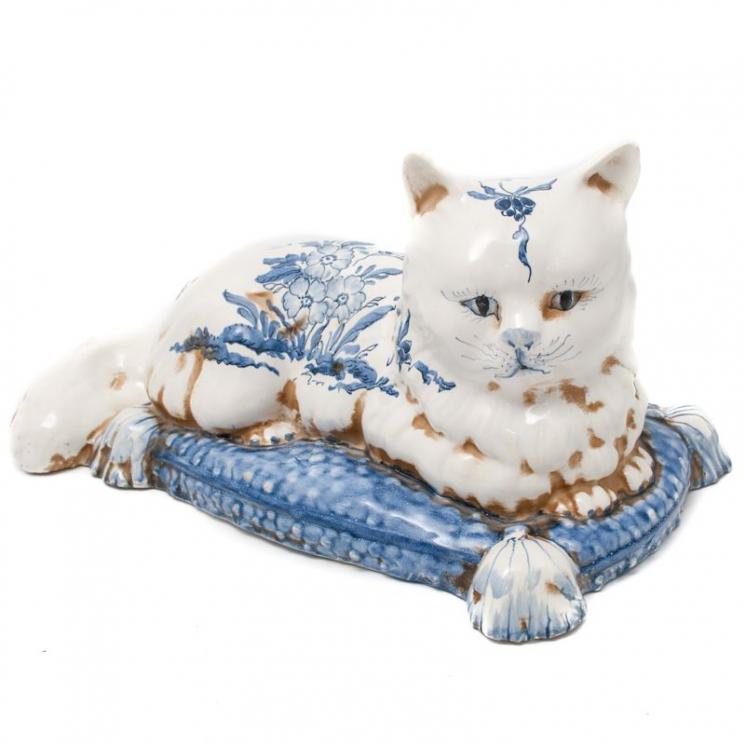 Статуетка "Кіт на блакитній подушці" Ceramiche Bravo - фото