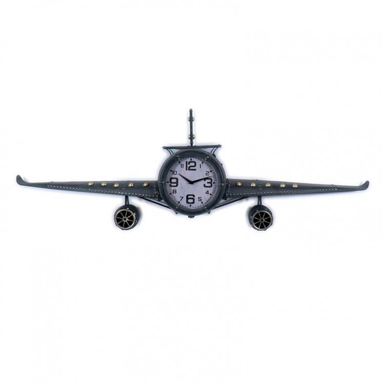Дизайнерський декоративний годинник у вигляді літака сірого кольору Fokker Loft Clocks & Co - фото