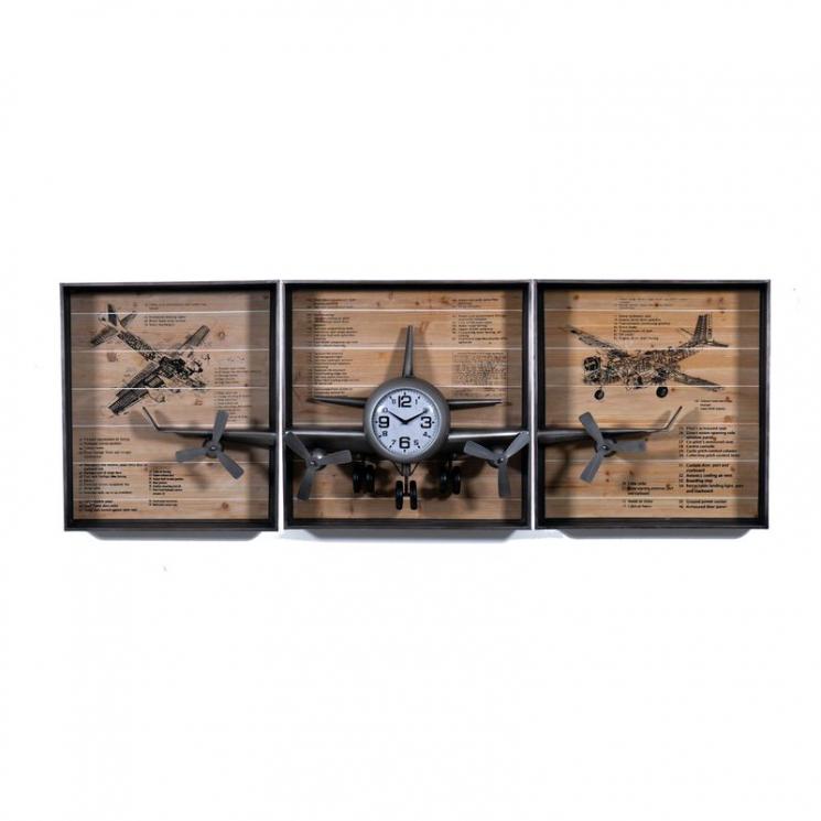 Металевий декоративний настінний годинник у вигляді літака Armstrong Loft Clocks & Co - фото