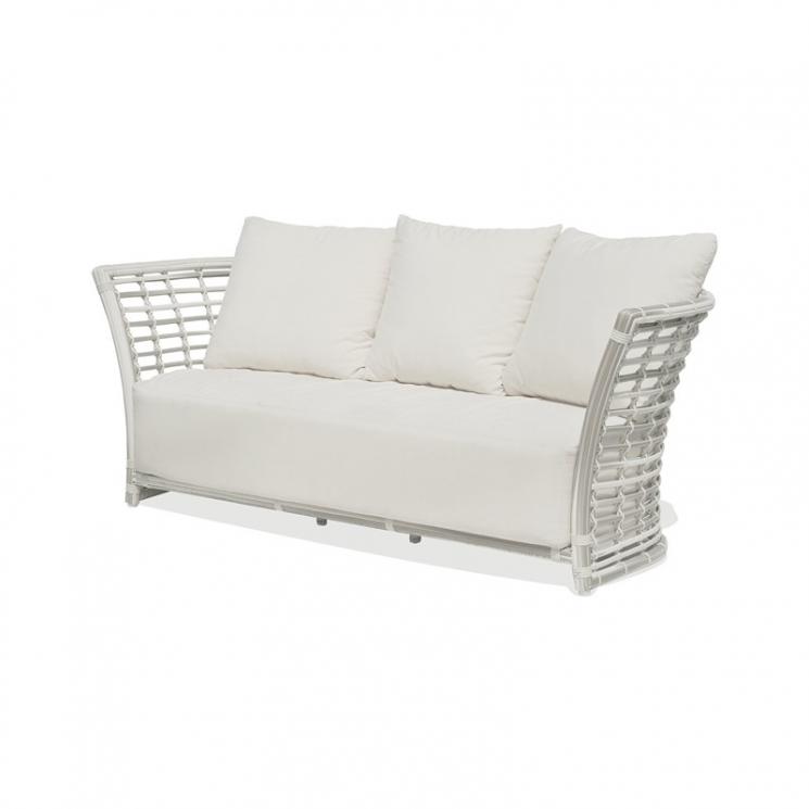 Елегантний на 3 особи диван з ручним плетінням із білого техноротангу Villa Skyline Design - фото
