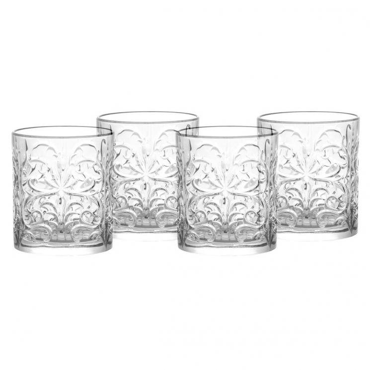 Набір склянок із кришталевого скла з рельєфним візерунком Royal 4 шт. - фото