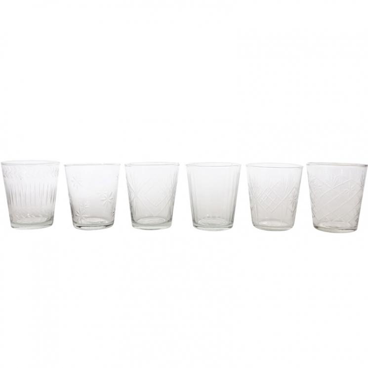 Комплект склянок для води зі скла з різьбленим малюнком, 6 шт. HOFF Interieur - фото