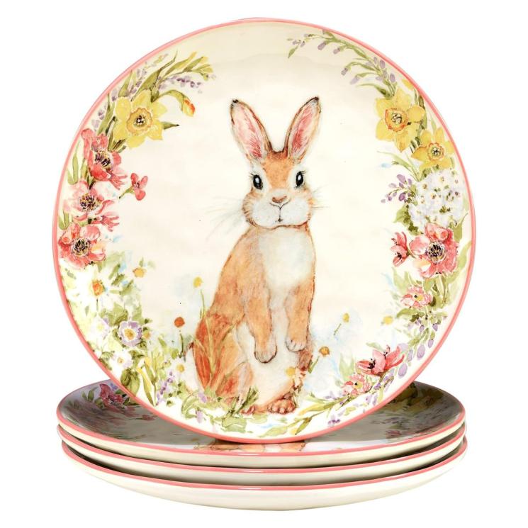 Набір обідніх тарілок з кроликом 4 шт. "Великодній Сад" Certified International - фото