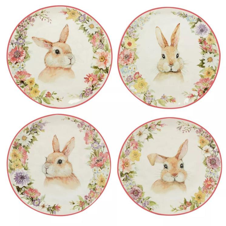 Набір десертних тарілок з кроликом 4 шт. "Великодній Сад" Certified International - фото