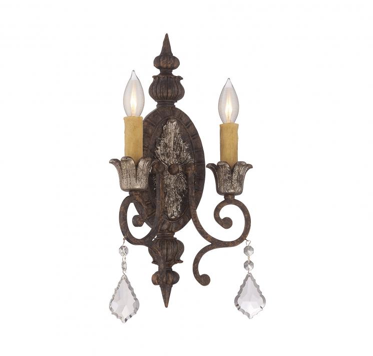Кришталеве бра у вигляді свічника на 2 свічки Elizabeth 2 - фото
