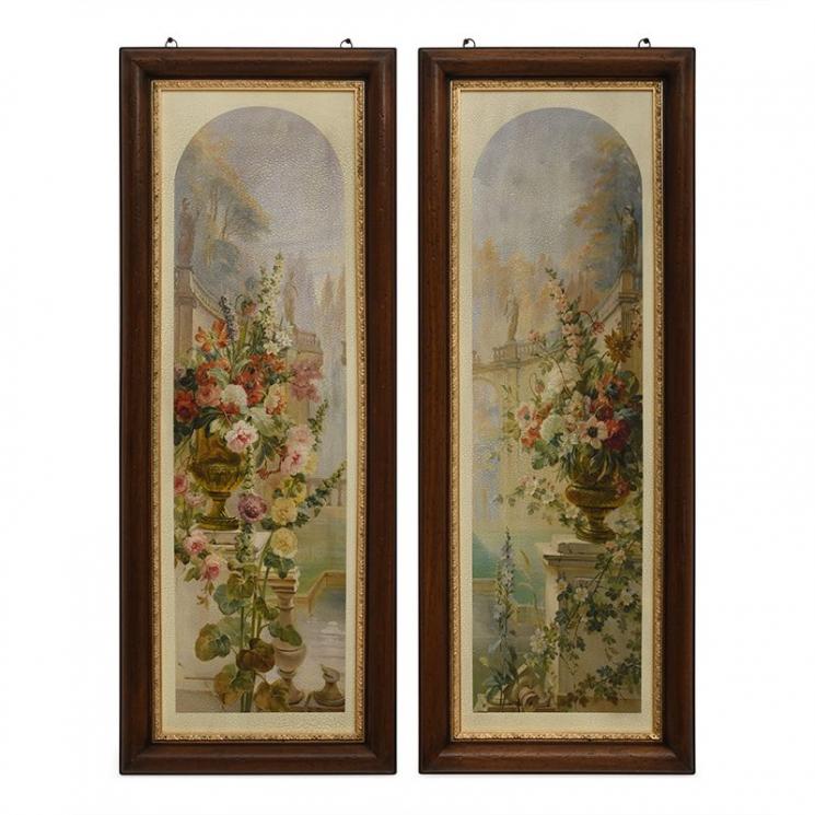 Набір з 2-х картин з дерев'яною рамою "Квіти" Decor Toscana - фото