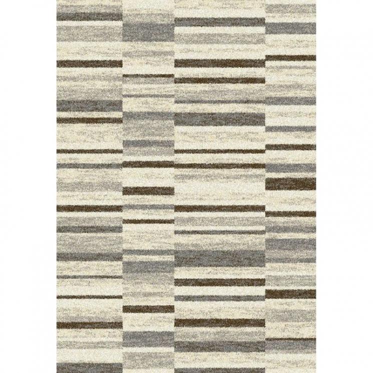 М'який килим із малюнком з бежевих, сірих та коричневих смужок Alfa SL Carpet - фото
