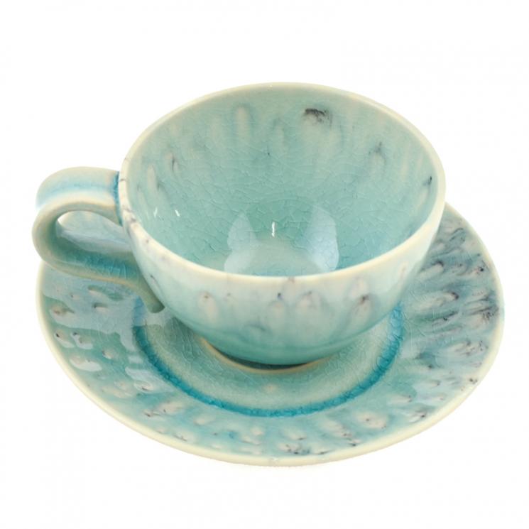 Чайна чашка з блюдцем із колекції блакитної кераміки Madeira Costa Nova - фото