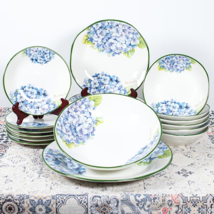 Колекція керамічного посуду з ніжними суцвіттями «Блакитна гортензія» Villa Grazia - фото