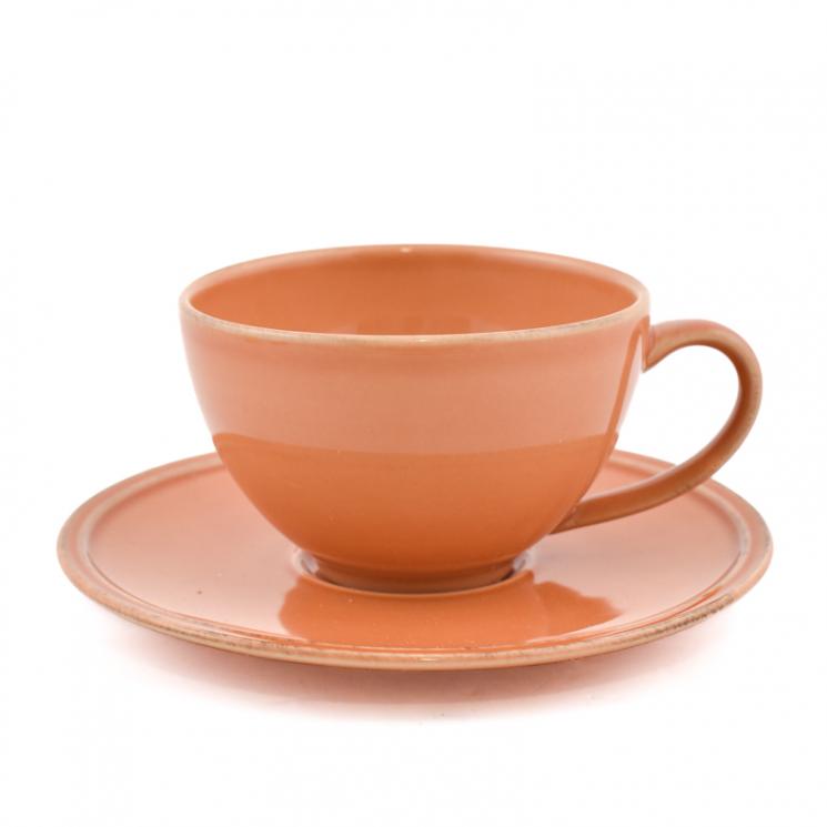 Чашка з блюдцем теракотова для чаю Friso Costa Nova - фото