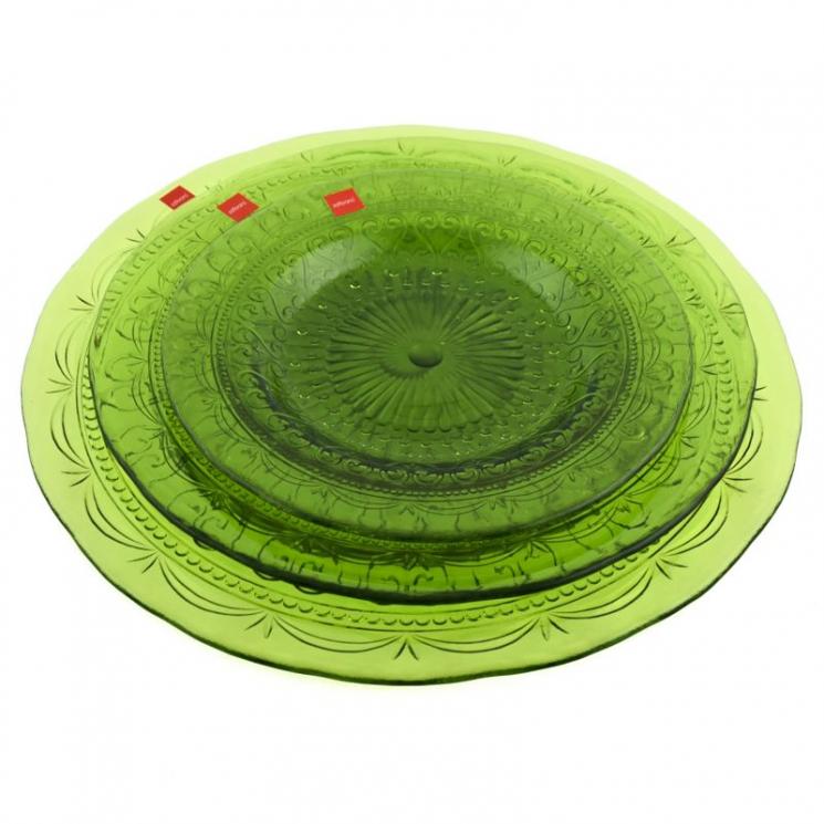 Комплект тарілок Provenzale із зеленого скла з рельєфним візерунком Zafferano - фото