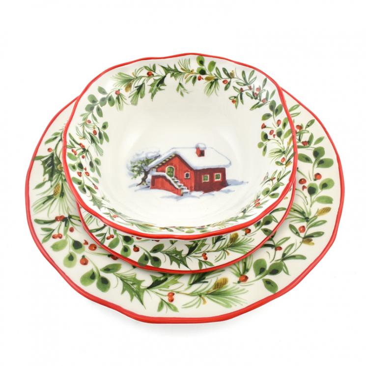 Комплект тарілок трьох видів із різдвяної колекції «Лісова казка» Villa Grazia - фото