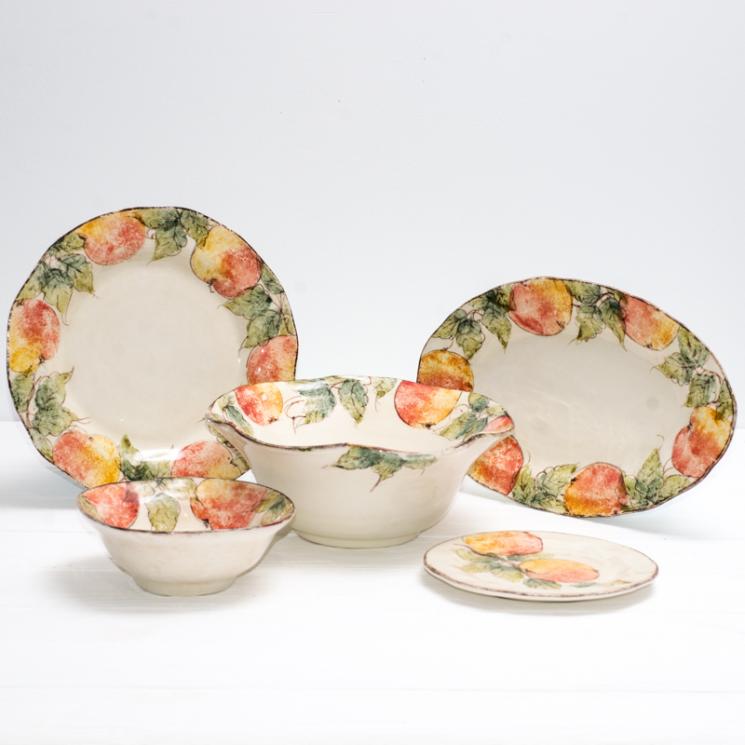 Колекція керамічного посуду з ручним розписом "Персики" Bizzirri - фото