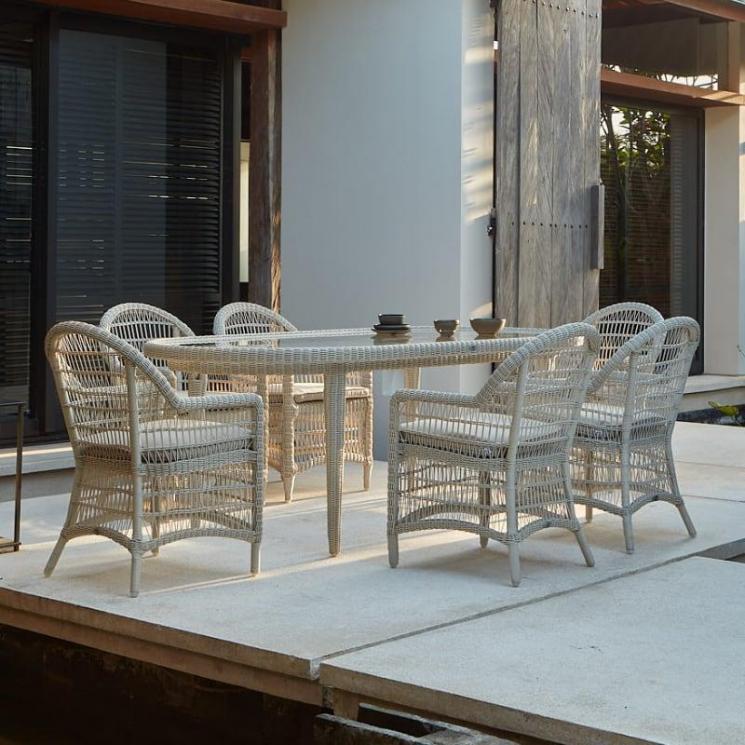 Комплект столових меблів з білого ротанга для тераси та саду Arena Skyline Design - фото