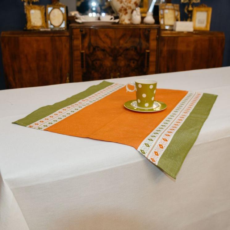 Рушник кухонний із зелено-оранжевого текстилю Busatti  - фото