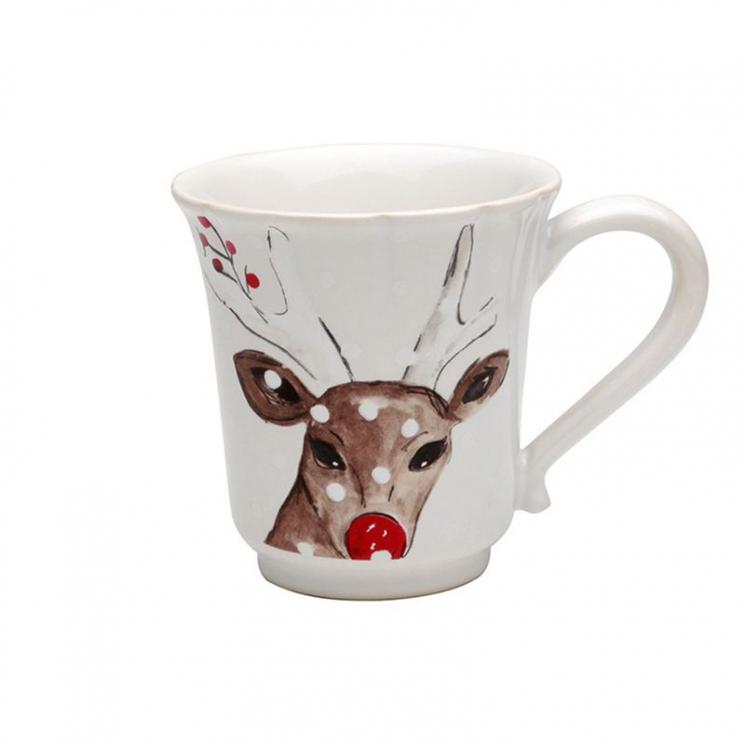 Біла чайна чашка з ручкою з малюнком оленя Deer Friends Casafina - фото