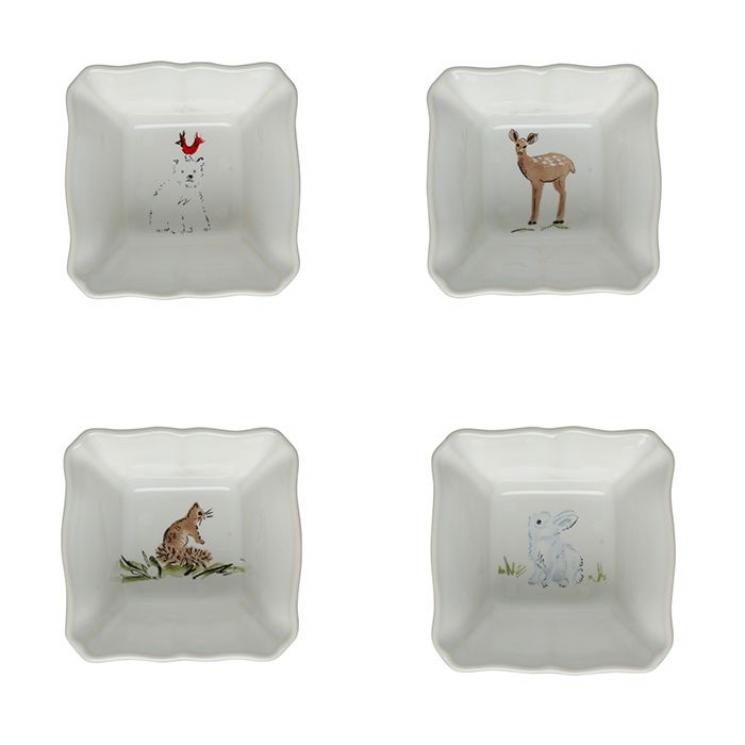 Набір квадратних порційних горщиків із вогнетривкої кераміки білого кольору Deer Friends Casafina - фото