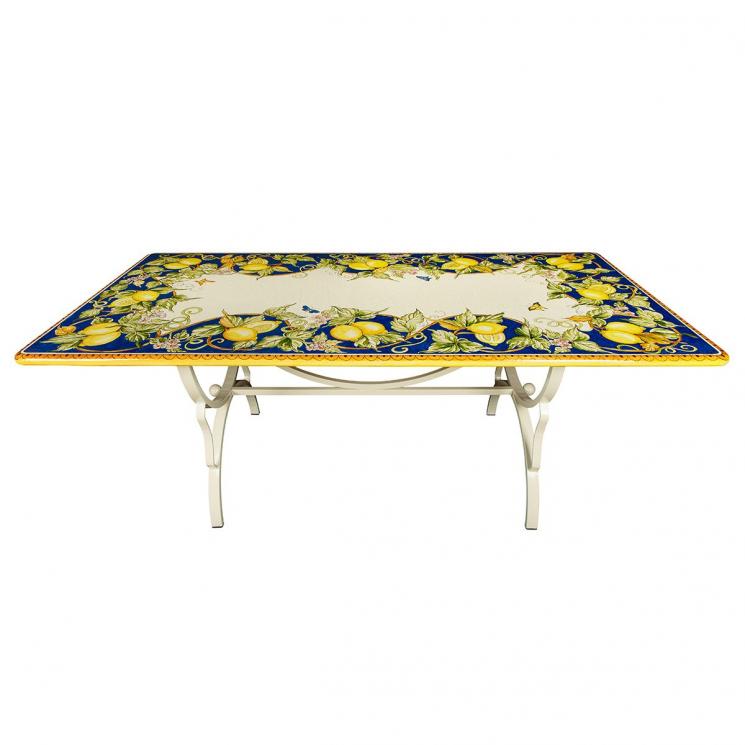 Прямокутний стіл із вулканічного каменя з зображенням лимонів Fantasia di Limoni Grandi Maioliche Ficola - фото