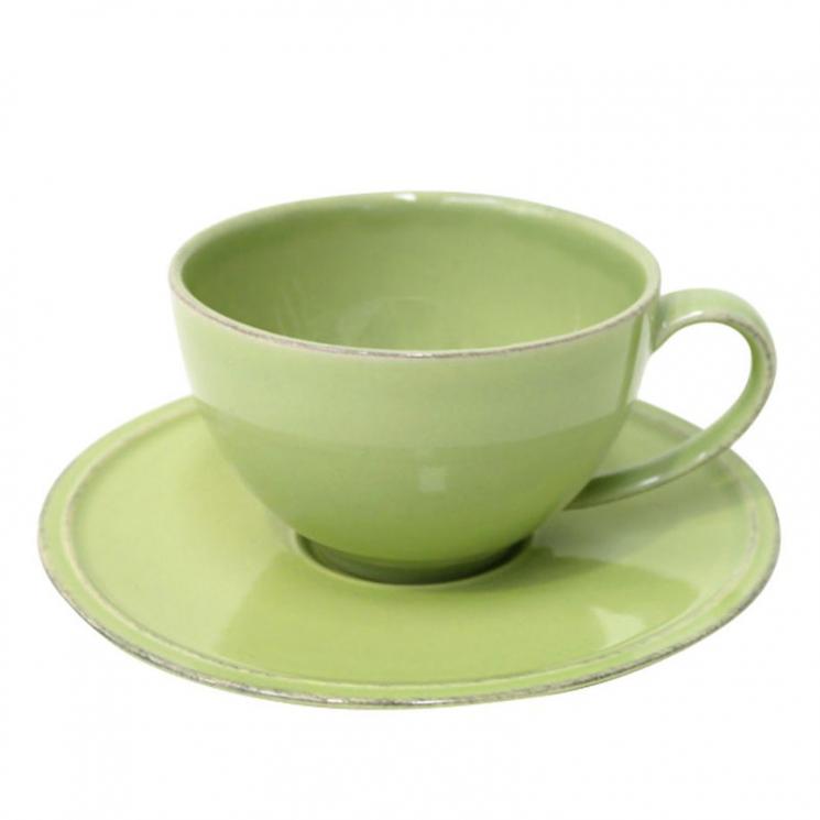 Чашки із блюдцем зелені для чаю, набір 6 шт. Friso Costa Nova - фото