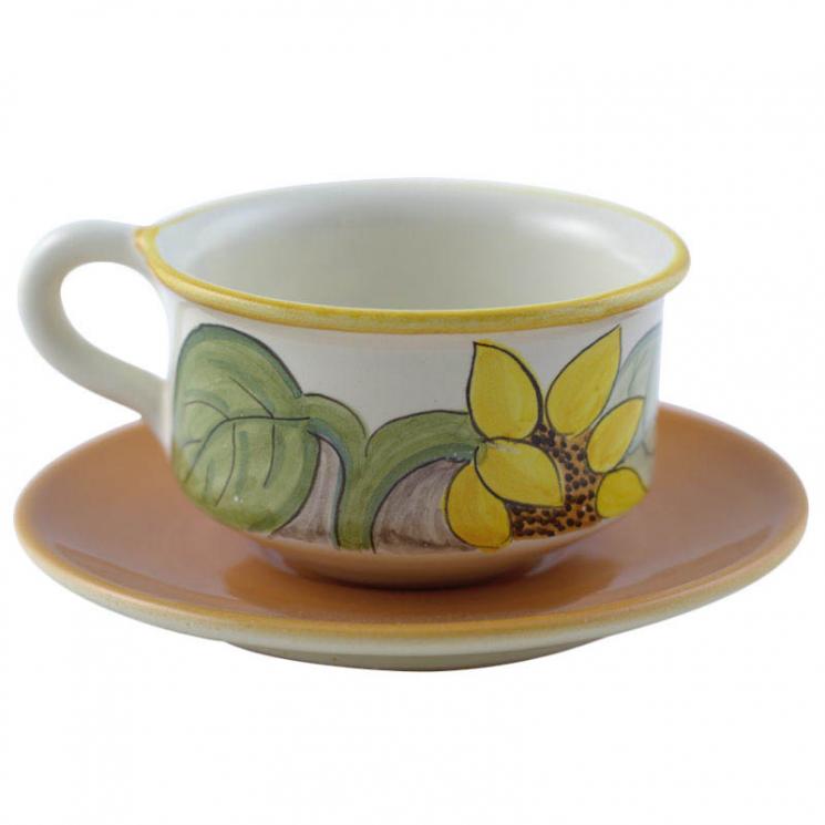 Чашка для чаю з блюдцем "Соняшник" L´Antica Deruta - фото