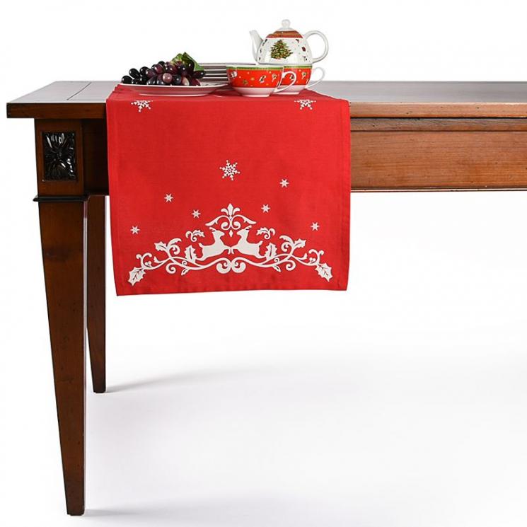 Колекція новорічного текстилю з бавовни яскравого червоного кольору Holly Centrotex - фото
