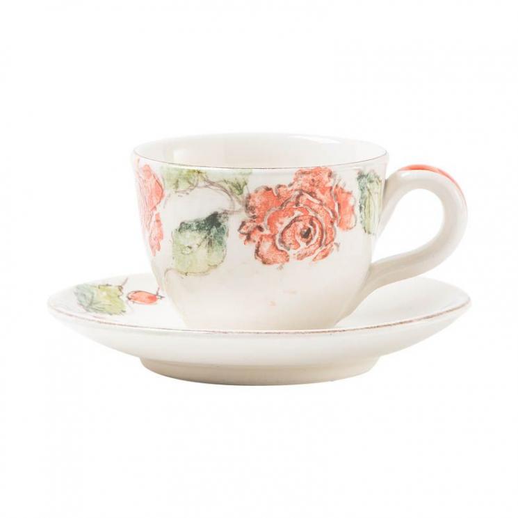 Чашка з блюдцем для чаю Троянди Bizzirri - фото