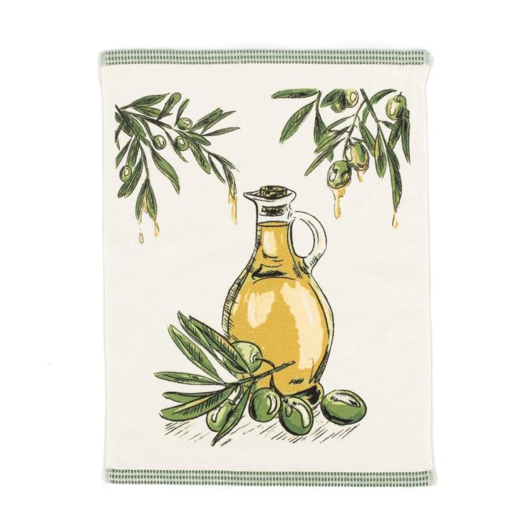 Кухонний махровий бавовняний рушник з оливковою олією Land Centrotex - фото