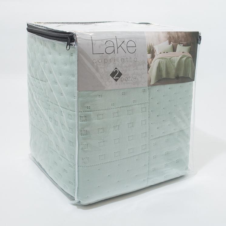Світло-блакитне покривало із мікрофібри Centrotex Lake Cube Quilt 260×260 см - фото
