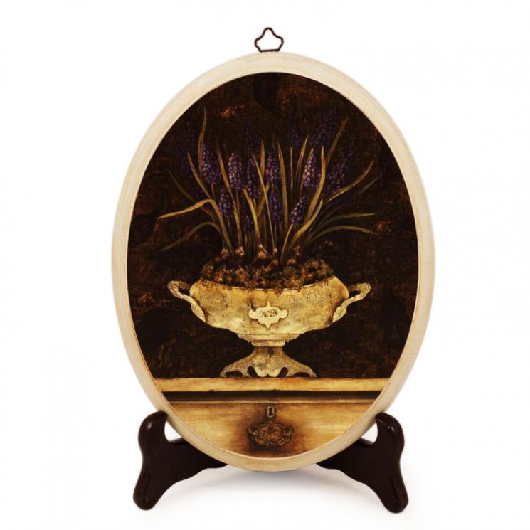 Картина-медальйон "Вазон із гіацинтами", принт на дереві Decor Toscana - фото