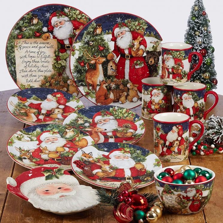 Колекція керамічного посуду із зображеннями Санта Клауса «Різдво з Сантою» Certified International - фото