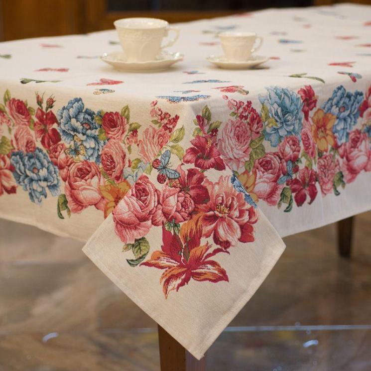 Барвиста гобеленова скатертина на прямокутний стіл "Весняне поле" Emilia Arredamento - фото