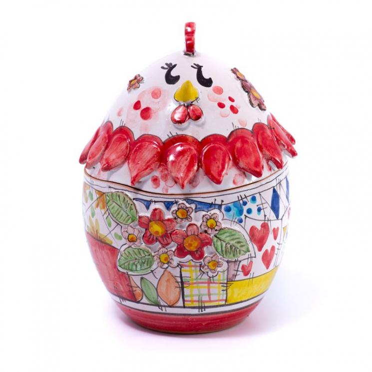 Яйце керамічне Великдень з декором червоного кольору - фото