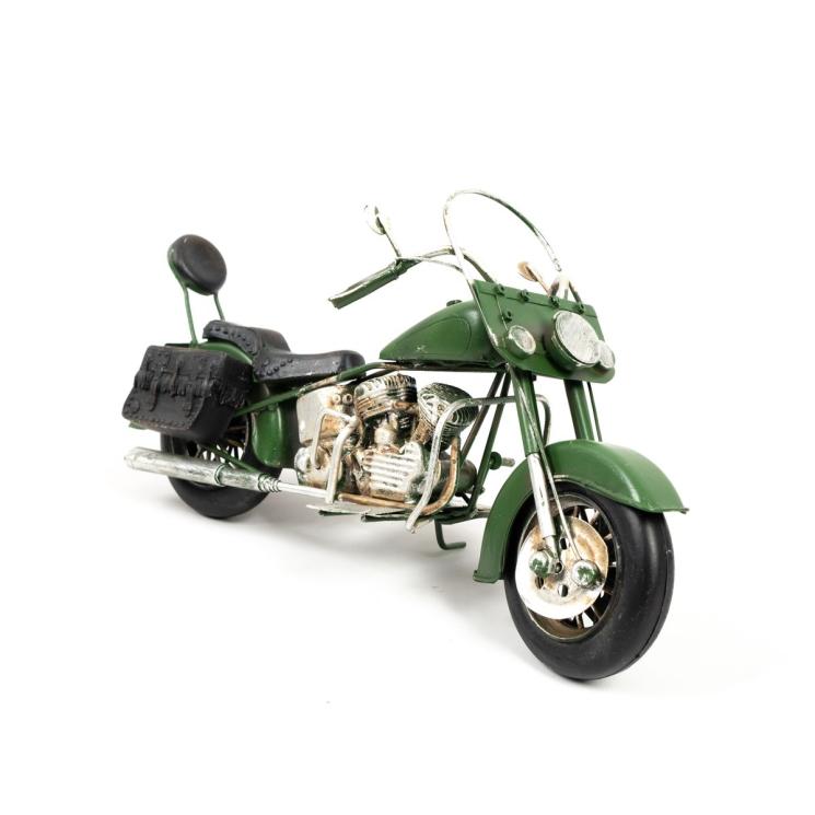 Статуетка зелений мотоцикл з кофрами Mastercraft - фото