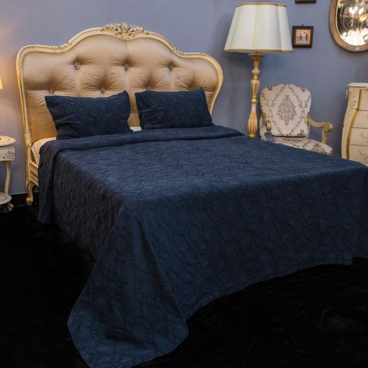Покривало темно-синя 100% бавовна Nos Villa Grazia Premium - фото
