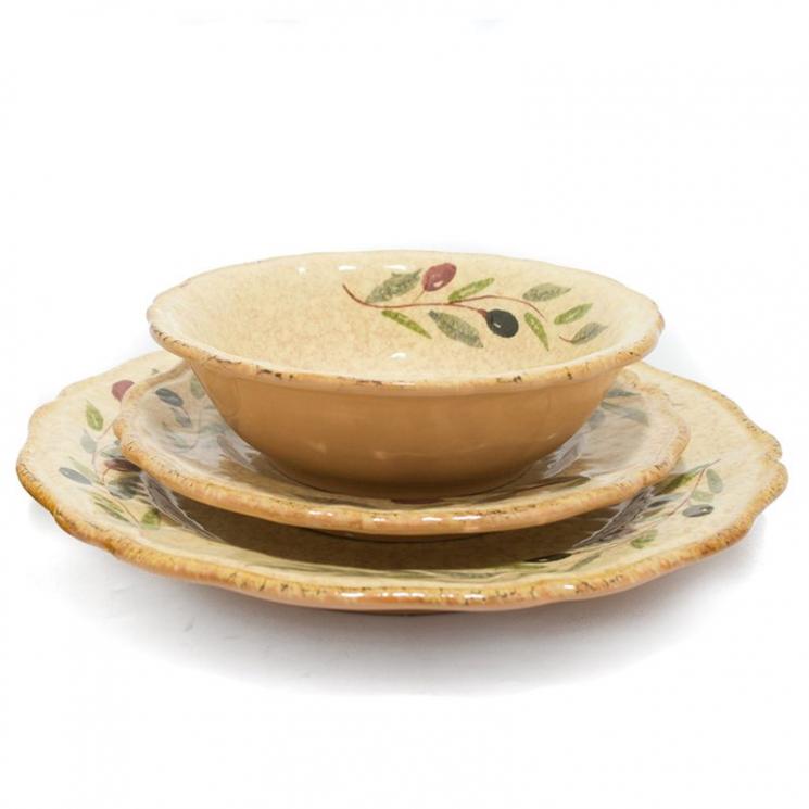 Сервувальний набір із трьох тарілок різної форми "Масліни" L´Antica Deruta - фото