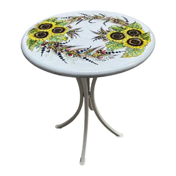 Круглий базальтовий стіл із соняшниками Pellegrini Duca di Camastra - фото