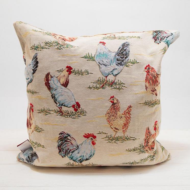 Гобеленова наволочка з тефлоновим покриттям для диванної подушки «Пташиний двір» Villa Grazia - фото