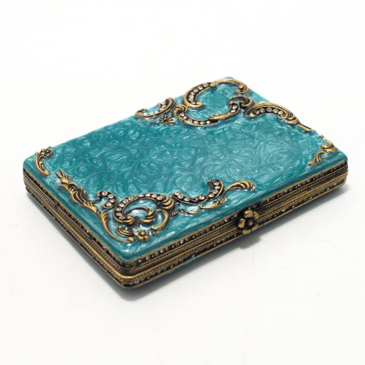 Розкішна подарункова візитниця з блакитною глазур'ю та декором у стилі Фаберже. Royal Family - фото