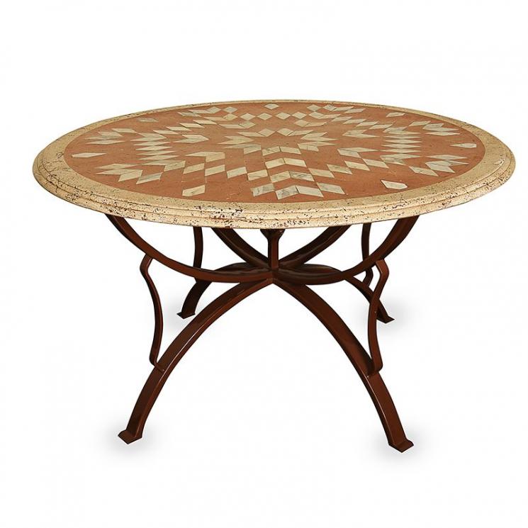 Кам'яний стіл із травертину з інкрустованим декором Alfedena Talenti - фото