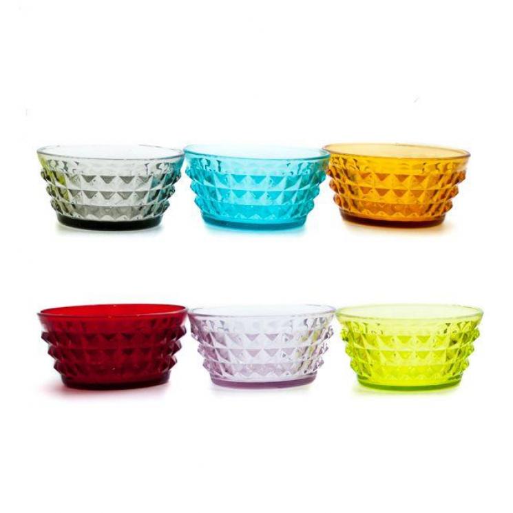 Колекція різнокольорового скляного посуду з рельєфним візерунком Tiffany Livellara - фото