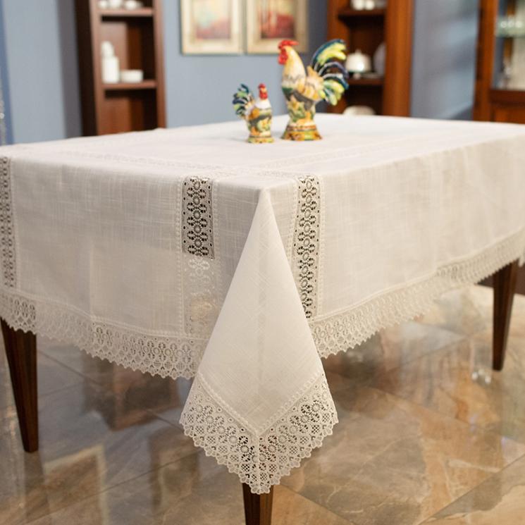 Колекція білого столового текстилю з ніжним мереживом «Свіжість» Villa Grazia - фото